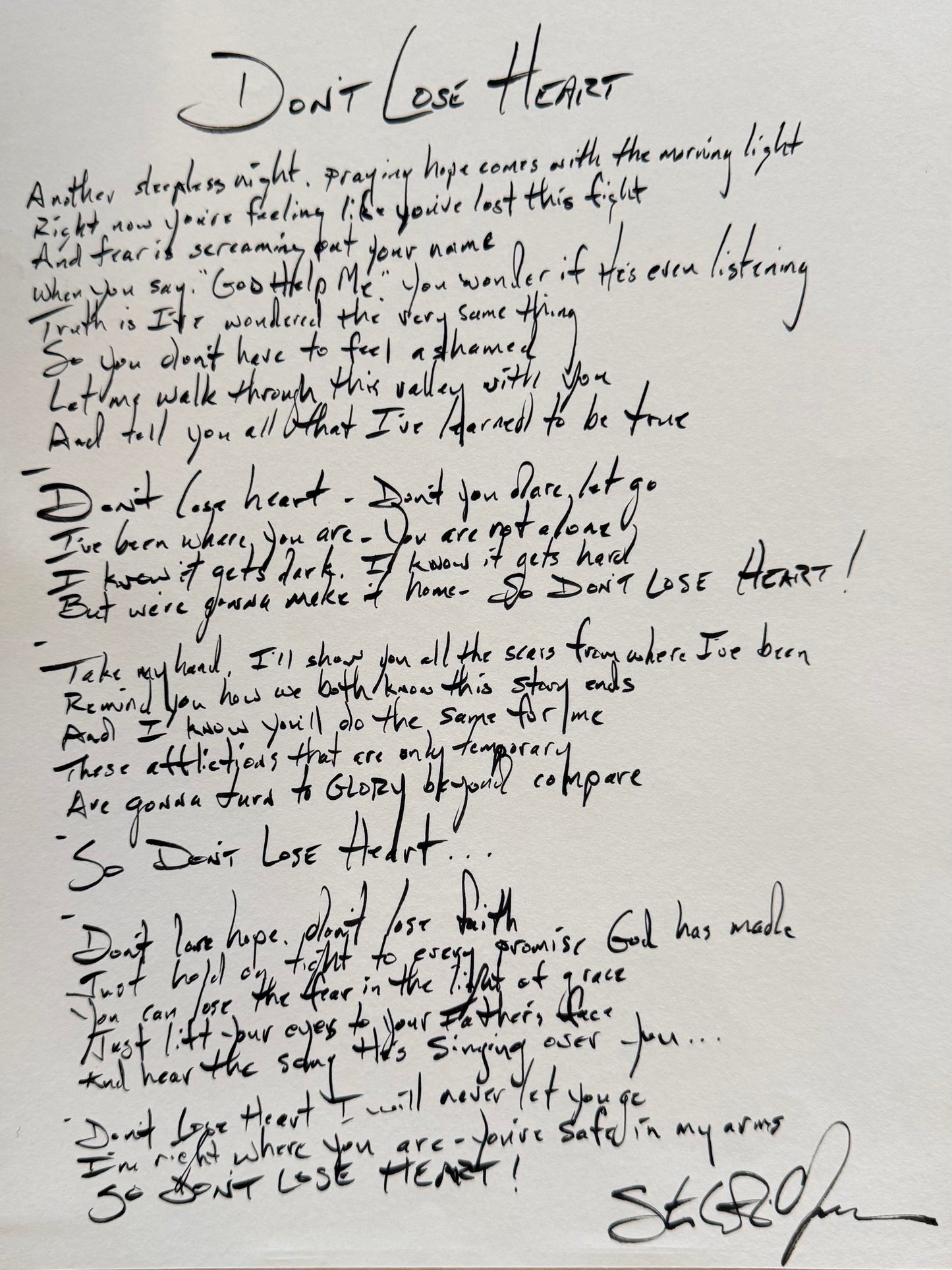 Handwritten Don't Lose Heart  Limited Edition Lyric